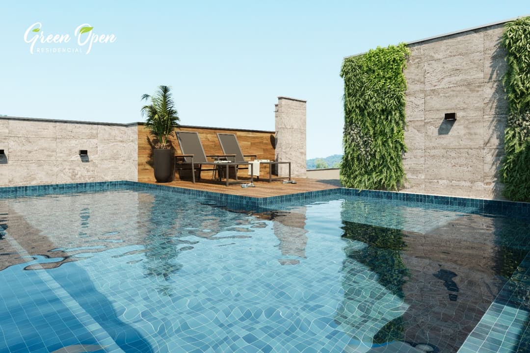 Lazer: Deck e piscina com prainha